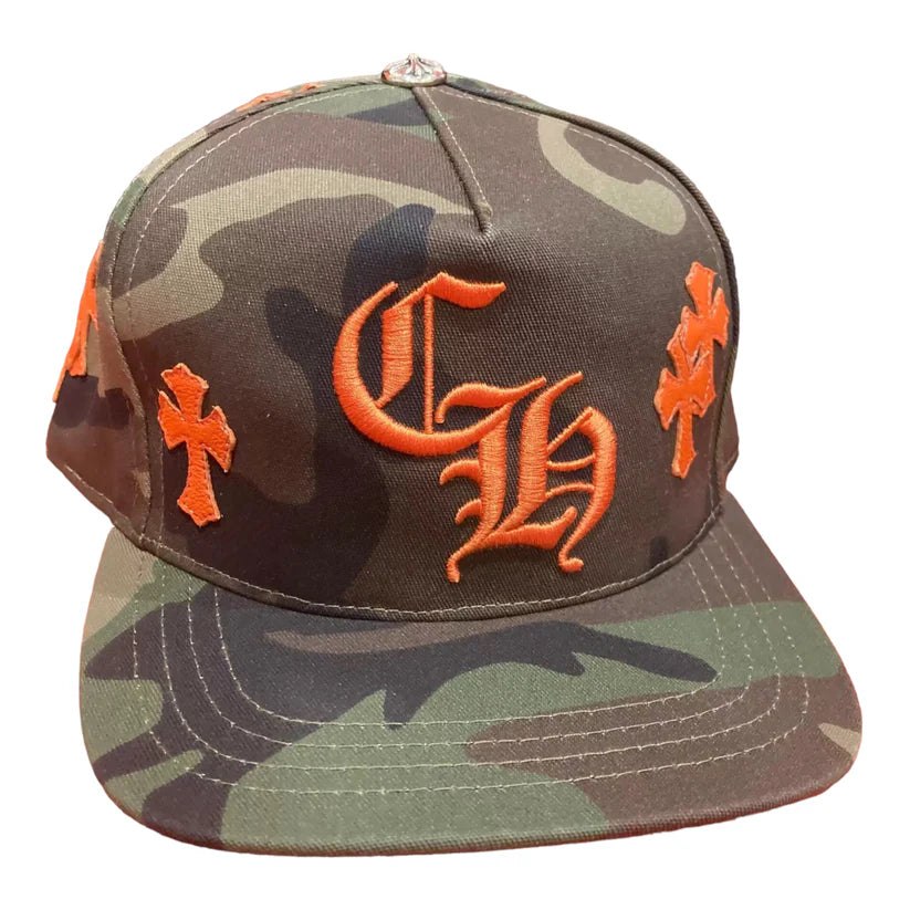 Chrome Hearts 'Camo Orange Crosspatch' Baseball Hat