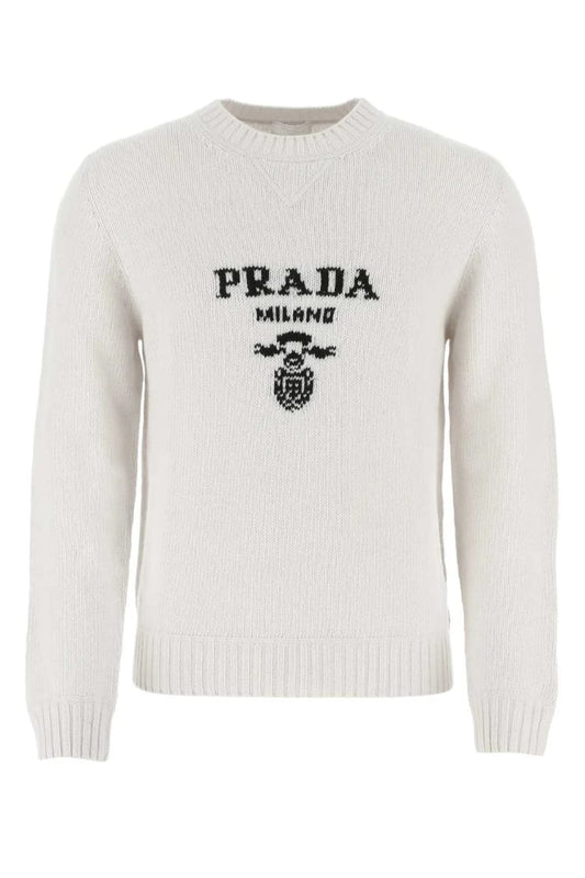Prada Intarsia Logo Knit Crew-Neck Sweater