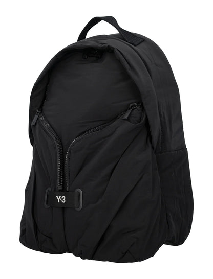 Y-3 Logo Strap Pocket Detailed Zip-Up Backpack