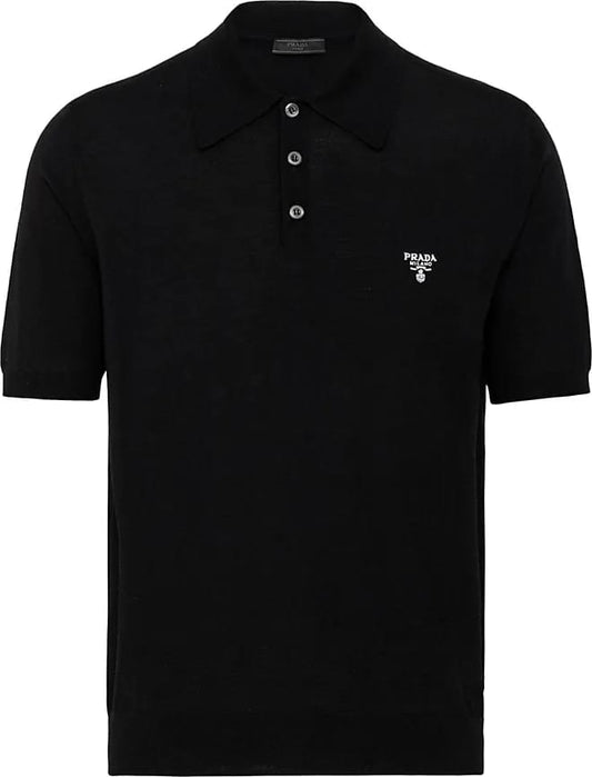 Prada Logo-Embroidered Wool Polo Shirt