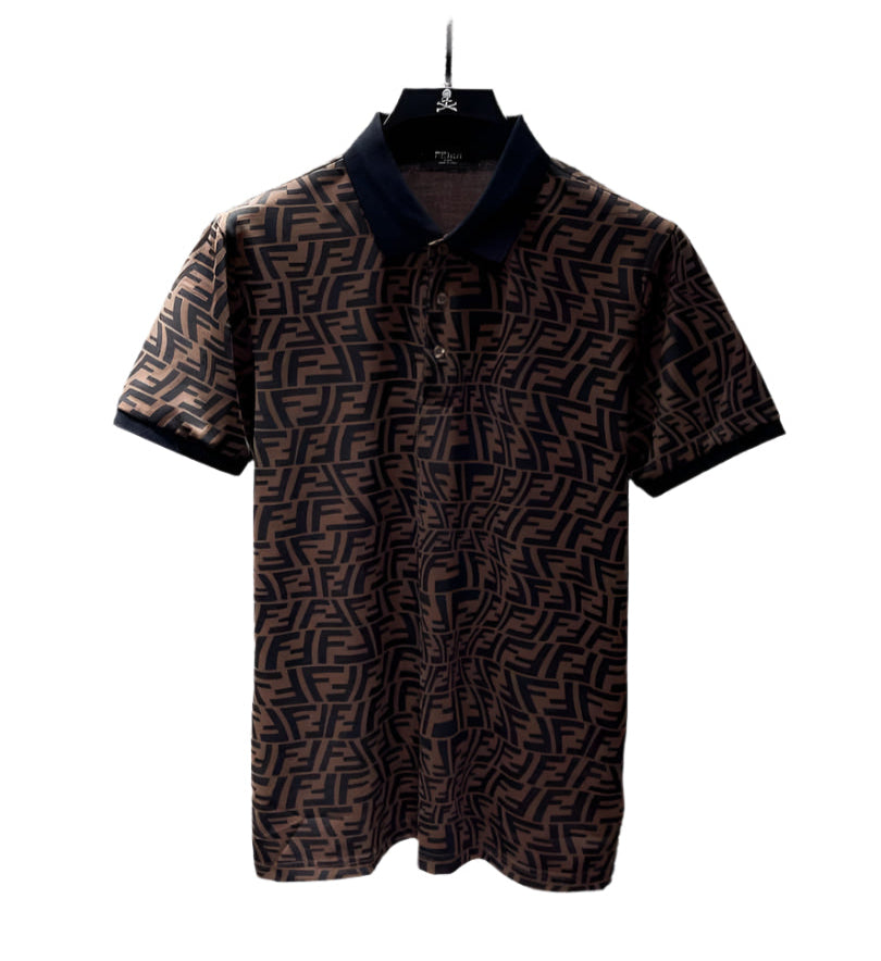 Fendi Monogram-Pattern Polo Shirt