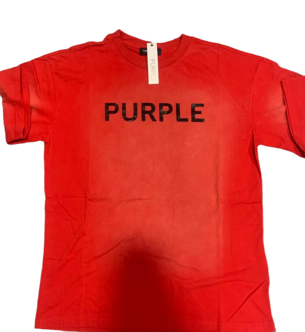 Purple Mens Handwritten Logo Crew Neck T-Shirt