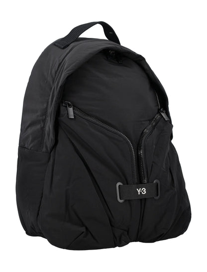 Y-3 Logo Strap Pocket Detailed Zip-Up Backpack